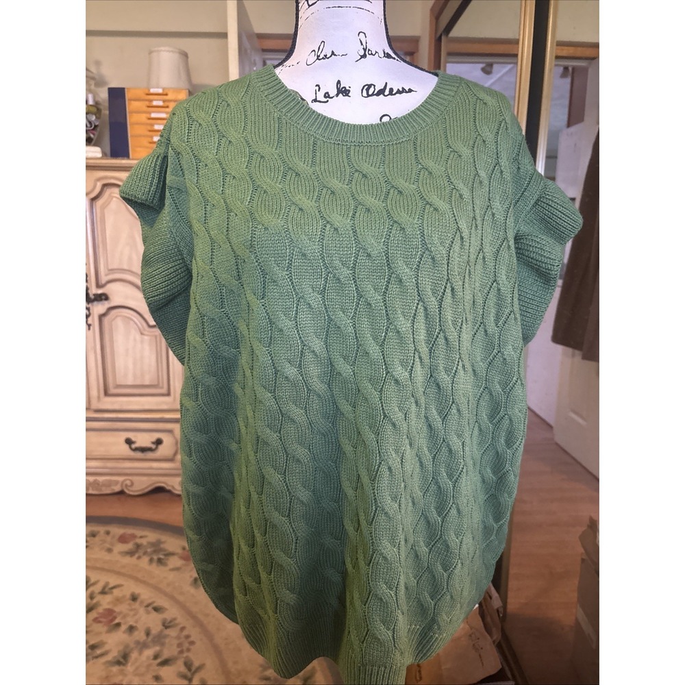 Womens Cato Cable Knit Sweater Vest Size 22/24 Green‎
